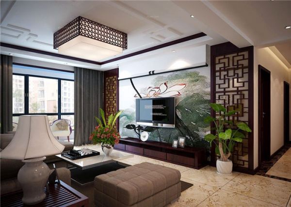 新中式客厅背景墙效果图2016图片大全_新中式客厅背景墙效果图案例欣赏