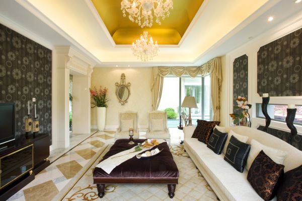 客厅中式风格很幸福，不仅奢华而且还会和和美美！