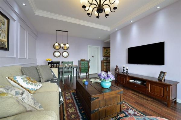 唯美紫色美式客厅装饰