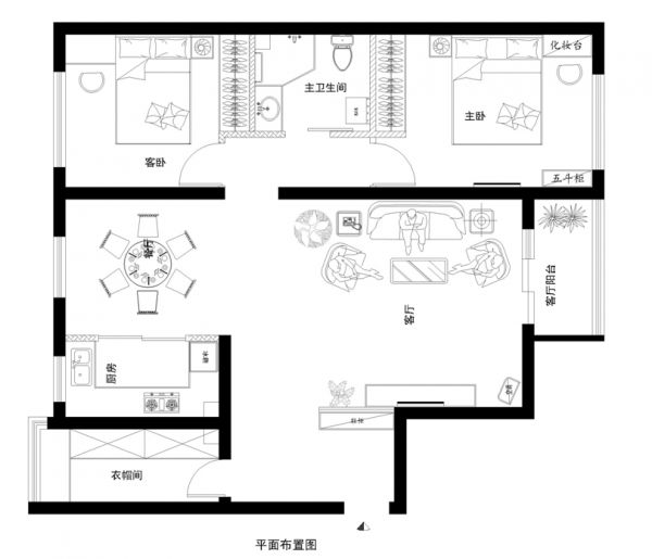 中粮祥云国际生活区110平中式风格效果图设计