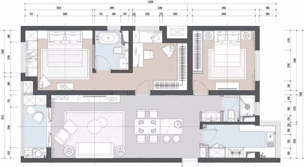 115平米现代三居室装修案例
