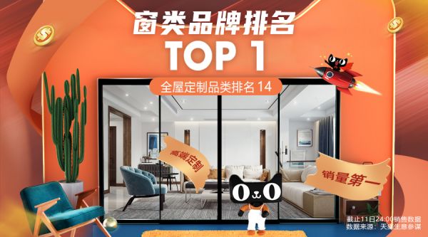 登榜天猫窗类品牌TOP1！双11新豪轩爆破性发力，再度聚焦业内目光