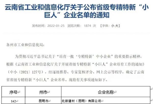 2021年度省级专精特新“小巨人”企业名单公示