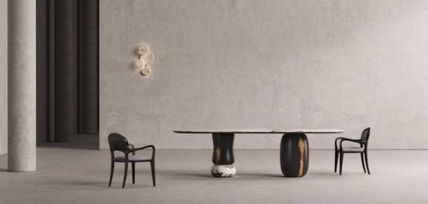 上图：观棋餐桌 | 柳骨餐椅，图片由「几间」家居提供