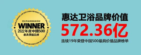 572.36亿！惠达卫浴再次荣膺中国500最具价值品牌