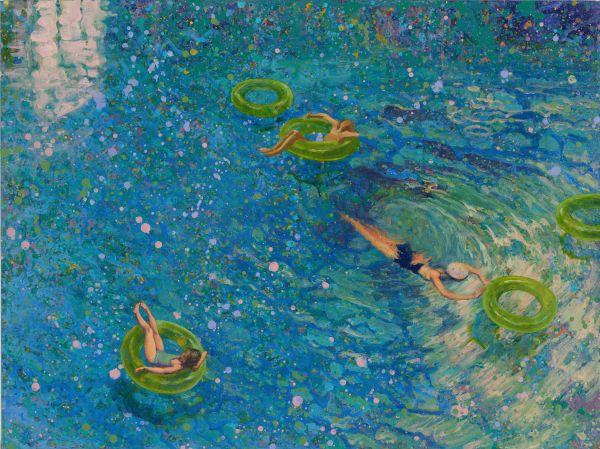 潘越 《夏日纳凉》，2022，布面丙烯，60x80 cm 图片致谢艺术家和安画廊