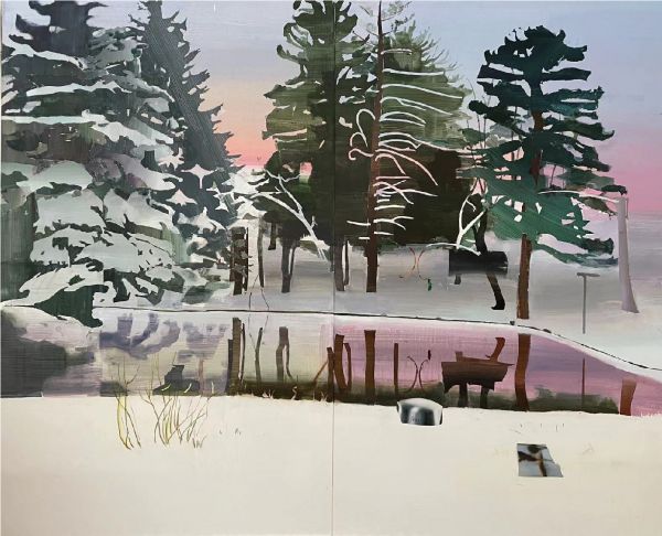 史怡然, 《云杉》， 2021， 木板丙烯，72x87 cm 图片致谢艺术家和拱形画廊