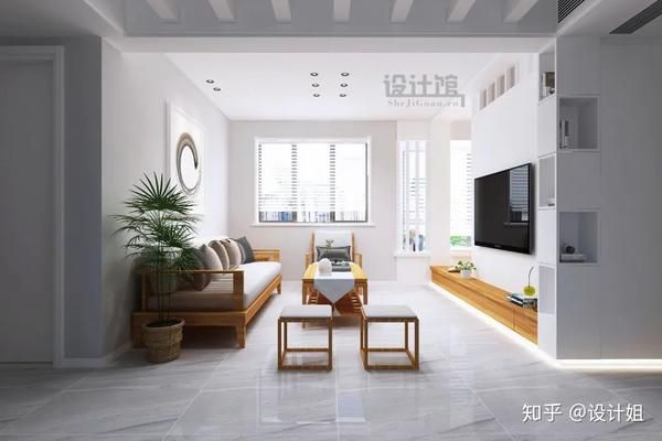 客厅与书房联通的开阔设计示例